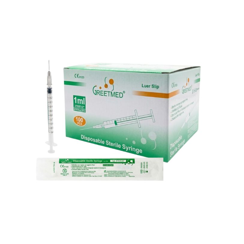 JERINGA PARA INSULINA DESMONTABLE DE 1 ML CON AGUJA 27G X 1/2" | GREETMED
